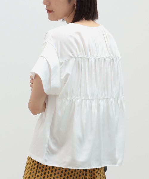 BEAMS HEART（ビームスハート）の「後ろ異素材 ギャザー プルオーバー（Tシャツ/カットソー・レディース・ミント/オフホワイト/ブラック/ブルー系その他・FREE）」の5枚目の写真