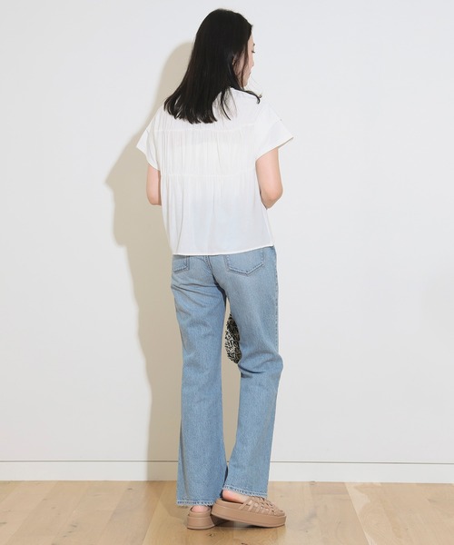 BEAMS HEART（ビームスハート）の「後ろ異素材 ギャザー プルオーバー（Tシャツ/カットソー・レディース・ミント/オフホワイト/ブラック/ブルー系その他・FREE）」の8枚目の写真