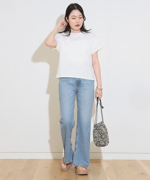tシャツ 後釦 異素材 プルオーバー レディース BEAMS HEART（ビームスハート）の「BEAMS HEART / 後ボタン 異
