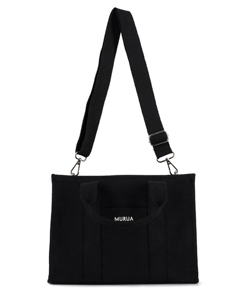 MURUA（ムルーア）の「MURUA(ムルーア)2WAYキャンバストートバッグ ショルダーバッグ MR-B1241（トートバッグ・レディース・ブラック/アイボリー・FREE）」の12枚目の写真