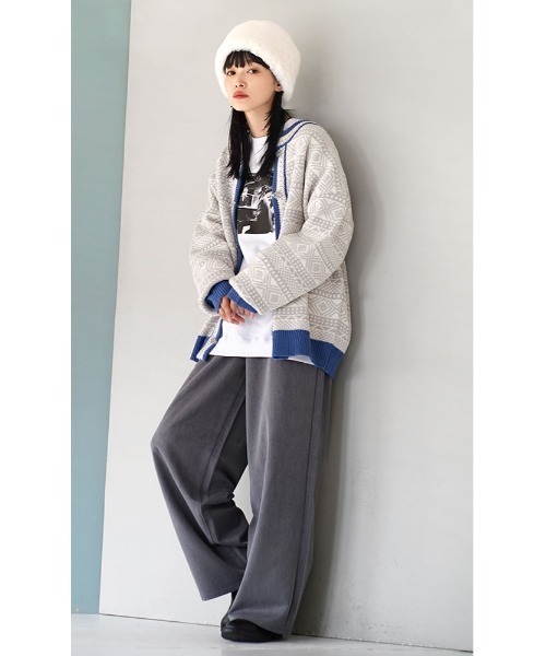 e-zakkamania stores(イーザッカマニアストアーズ)の「ベーシック ワイドパンツ(その他パンツ・レディース・杢グレー/ブラウン/ブラック/カーキ・L/M)」の7枚目の写真