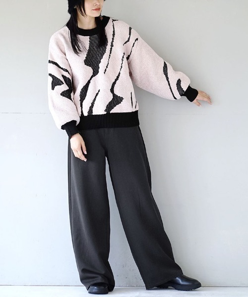 e-zakkamania stores(イーザッカマニアストアーズ)の「ベーシック ワイドパンツ(その他パンツ・レディース・杢グレー/ブラウン/ブラック/カーキ・L/M)」の6枚目の写真