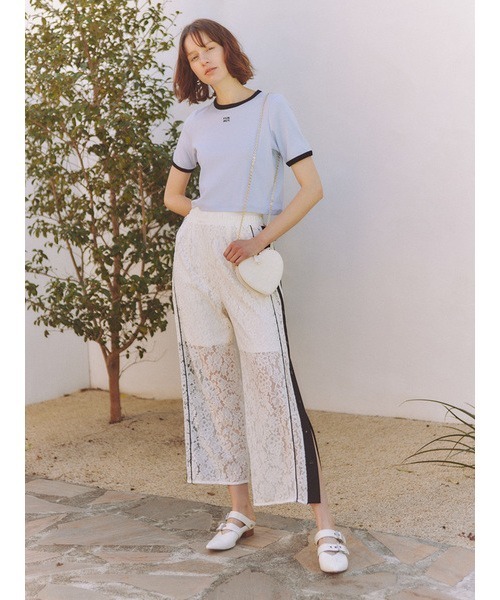 FURFUR（ファーファー）の「【限定カラー】ロゴ刺繍リンガーネックTシャツ（Tシャツ/カットソー・レディース・ピンク/サックスブルー/ホワイト/ブラック・FREE）」の6枚目の写真