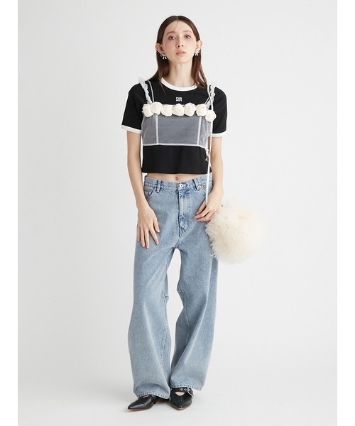 FURFUR（ファーファー）の「【限定カラー】ロゴ刺繍リンガーネックTシャツ（Tシャツ/カットソー・レディース・ピンク/サックスブルー/ホワイト/ブラック・FREE）」の13枚目の写真