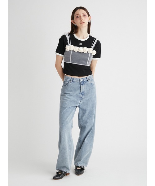 FURFUR（ファーファー）の「【限定カラー】ロゴ刺繍リンガーネックTシャツ（Tシャツ/カットソー・レディース・ピンク/サックスブルー/ホワイト/ブラック・FREE）」の15枚目の写真