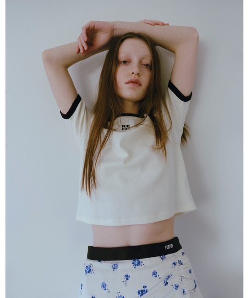 FURFUR（ファーファー）の「【限定カラー】ロゴ刺繍リンガーネックTシャツ（Tシャツ/カットソー・レディース・ピンク/サックスブルー/ホワイト/ブラック・FREE）」の22枚目の写真