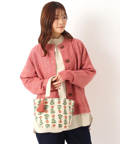 one'sterrace（ワンズテラス）の「刺繍バケツミニバッグ ラル（トートバッグ・レディース・オフホワイト/ライトグリーン・99）」の13枚目の写真