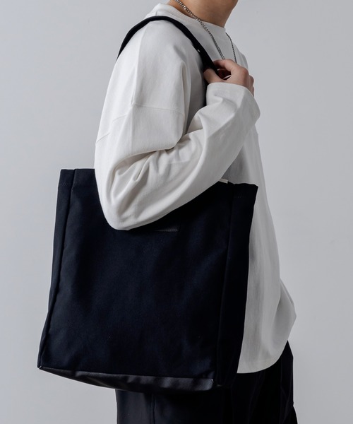 INTER FACTORY（インターファクトリー）の「しの - Canvas Tote Bag / キャンバストートバッグ　made in INTER FACTORY（トートバッグ・メンズ・ブラック/アイボリー・FREE）」の6枚目の写真