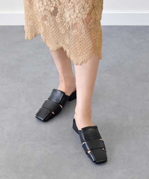 FABIO RUSCONI（ファビオルスコーニ）の「【FABIO RUSCONI】スクエアトウグルカミュールサンダル(F42301)（サンダル・レディース・ベージュ/ブラック/ホワイト・38/37/36/35/39）」の6枚目の写真