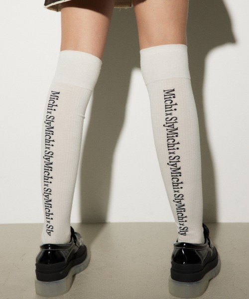 SLY（スライ）の「MICHIXSLY JQ HIGH SOCKS ミチスライ ジャガード ハイソックス（ソックス/靴下・レディース・杢グレー/ホワイト・FREE）」の3枚目の写真