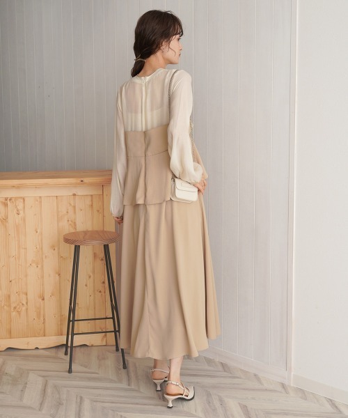 Bab（バブ）の「【オケージョンドレス/結婚式/2サイズ展開/SET ITEM/インナー付き/裏地付き】レイヤード風ビスチェワンピース（ワンピース・レディース・ブラック/ベージュ・M/S）」の10枚目の写真