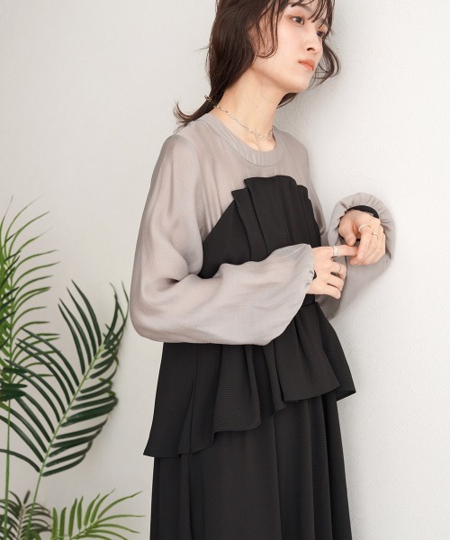 Bab（バブ）の「【オケージョンドレス/結婚式/2サイズ展開/SET ITEM/インナー付き/裏地付き】レイヤード風ビスチェワンピース（ワンピース・レディース・ブラック/ベージュ・M/S）」の17枚目の写真