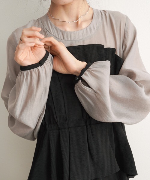 Bab（バブ）の「【オケージョンドレス/結婚式/2サイズ展開/SET ITEM/インナー付き/裏地付き】レイヤード風ビスチェワンピース（ワンピース・レディース・ブラック/ベージュ・M/S）」の19枚目の写真