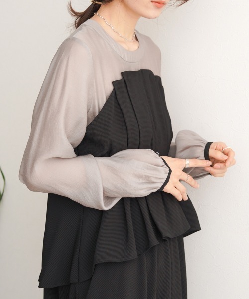 Bab（バブ）の「【オケージョンドレス/結婚式/2サイズ展開/SET ITEM/インナー付き/裏地付き】レイヤード風ビスチェワンピース（ワンピース・レディース・ブラック/ベージュ・M/S）」の20枚目の写真