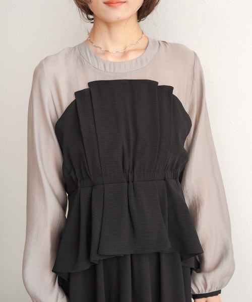 Bab（バブ）の「【オケージョンドレス/結婚式/2サイズ展開/SET ITEM/インナー付き/裏地付き】レイヤード風ビスチェワンピース（ワンピース・レディース・ブラック/ベージュ・M/S）」の22枚目の写真