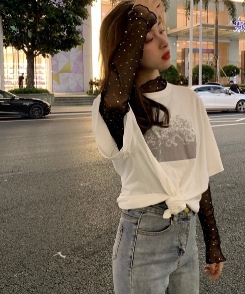 楽天市場】スパンコール トップス 長袖Tシャツ レディースダンス