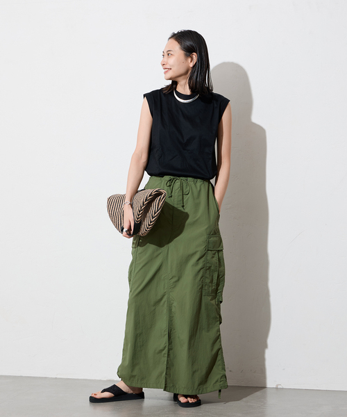 ARMY TWILL（アーミーツイル）の「別注【ARMY TWILL/アーミーツイル】カーゴスリットスカート（スカート・レディース・ブラック/カーキ・FREE）」の6枚目の写真