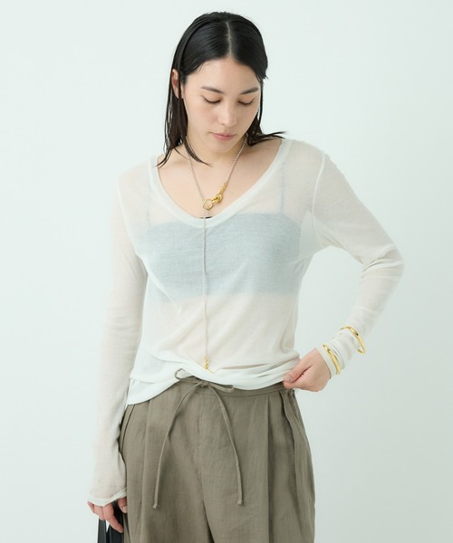 Chaos（カオス）の「Chaos(カオス)/◇金子綾さんYouTube紹介◇　パティロングスリーブTシャツ（Tシャツ/カットソー・レディース・ミント/ライトピンク/ホワイト/ブラック/ネイビー/ライトブルー/ピンク系その他/ライトグレー系・FREE）」の10枚目の写真