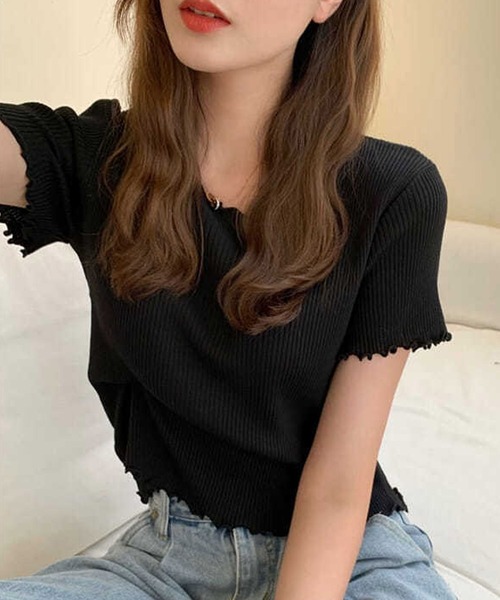 ALTROSE(アルトローズ)の「トップス シンプル メロー 無地 リブ(Tシャツ/カットソー・レディース・グレー/グリーン/ホワイト/ブラック・FREE)」の11枚目の写真