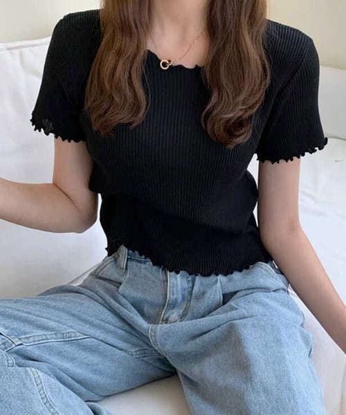 ALTROSE(アルトローズ)の「トップス シンプル メロー 無地 リブ(Tシャツ/カットソー・レディース・グレー/グリーン/ホワイト/ブラック・FREE)」の12枚目の写真