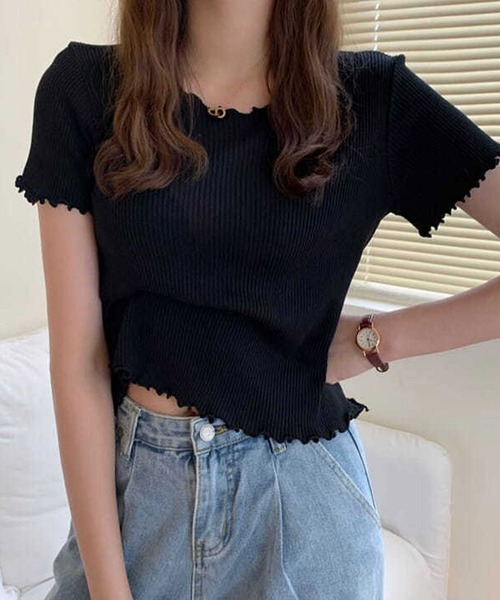 ALTROSE(アルトローズ)の「トップス シンプル メロー 無地 リブ(Tシャツ/カットソー・レディース・グレー/グリーン/ホワイト/ブラック・FREE)」の13枚目の写真