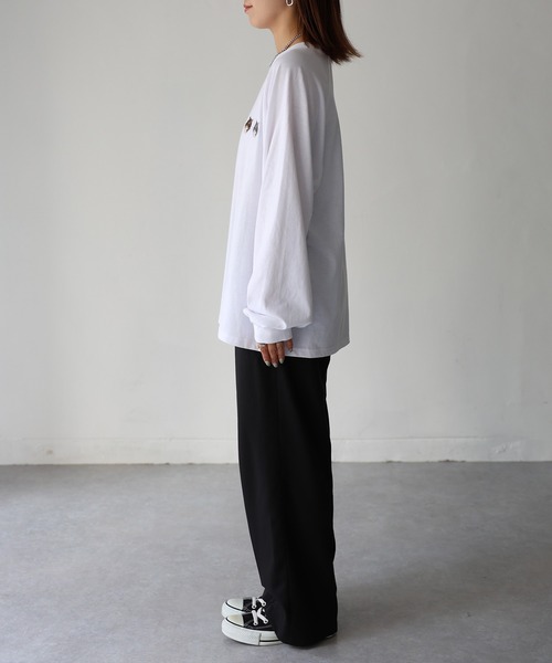 Riberry（リベリー）の「ネコ刺繍ラグランロンT（Tシャツ/カットソー・レディース・チャコールグレー/オフホワイト/グレー系その他/ブラック・FREE）」の7枚目の写真