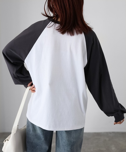 Riberry（リベリー）の「ネコ刺繍ラグランロンT（Tシャツ/カットソー・レディース・チャコールグレー/オフホワイト/グレー系その他/ブラック・FREE）」の11枚目の写真