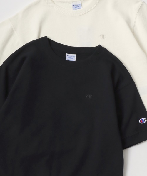 Champion（チャンピオン）の「Champion/チャンピオン コットンUSA 裏毛 ロゴワッペン ワンポイント刺繍 半袖スウェット/無地トレーナー/レディース（スウェット・レディース・ブラック/ライトブルー/オフホワイト/グレー/ナチュラル/ネイビー/クリーム/ブルー/ブラウン・M/L）」の21枚目の写真