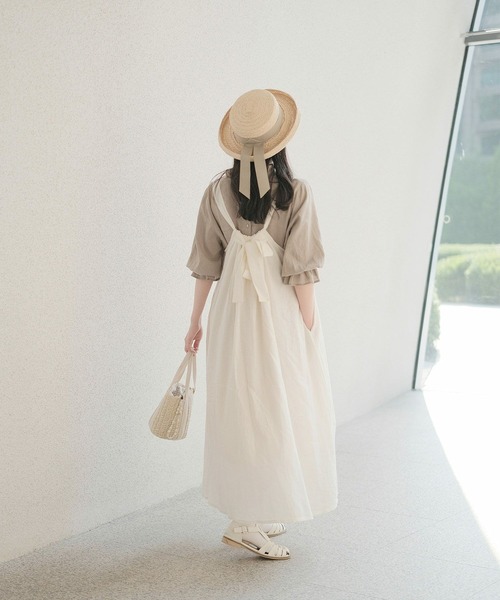 mimi toujours（ミミトゥジュール）の「2way リボン リネン キャミ ワンピース mimi toujours×wei3h（ワンピース・レディース・ネイビー・M）」の3枚目の写真