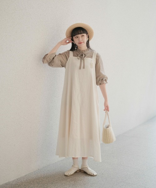 mimi toujours（ミミトゥジュール）の「2way リボン リネン キャミ ワンピース mimi toujours×wei3h（ワンピース・レディース・ネイビー・M）」の5枚目の写真