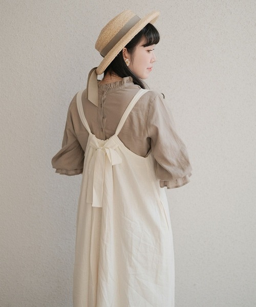 mimi toujours（ミミトゥジュール）の「2way リボン リネン キャミ ワンピース mimi toujours×wei3h（ワンピース・レディース・ネイビー・M）」の8枚目の写真