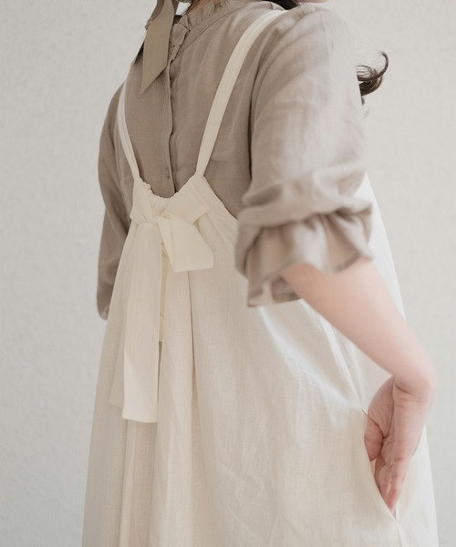 mimi toujours（ミミトゥジュール）の「2way リボン リネン キャミ ワンピース mimi toujours×wei3h（ワンピース・レディース・ネイビー・M）」の9枚目の写真