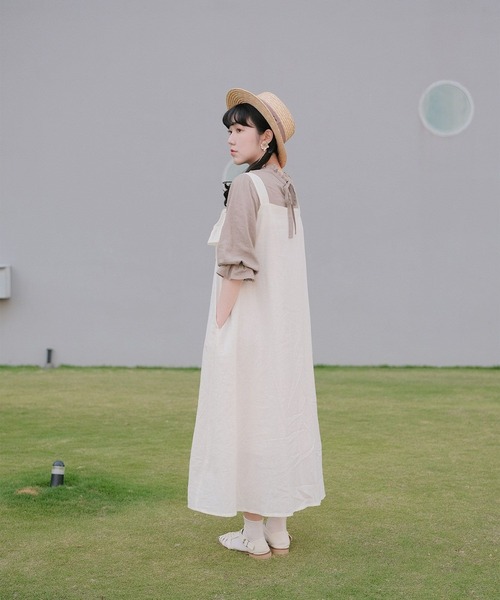 mimi toujours（ミミトゥジュール）の「2way リボン リネン キャミ ワンピース mimi toujours×wei3h（ワンピース・レディース・ネイビー・M）」の10枚目の写真