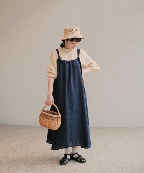 mimi toujours（ミミトゥジュール）の「2way リボン リネン キャミ ワンピース mimi toujours×wei3h（ワンピース・レディース・ネイビー・M）」の14枚目の写真