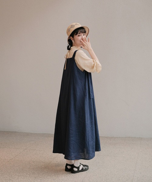 mimi toujours（ミミトゥジュール）の「2way リボン リネン キャミ ワンピース mimi toujours×wei3h（ワンピース・レディース・ネイビー・M）」の16枚目の写真