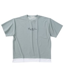 launching pad（ランチングパッド）の「launching pad ランチングパッド アムンゼンツイル裾フェイクレイヤード半袖Tシャツ 大きいサイズ ビッグシルエット オーバーサイズ（Tシャツ/カットソー）」