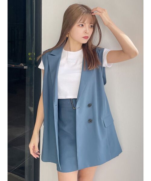 MURUA（ムルーア）の「【SET UP対応】ピークドラペルジレ（ベスト・レディース・ブルー/ライトグレー/ダークグレー/ベージュ・FREE）」の6枚目の写真