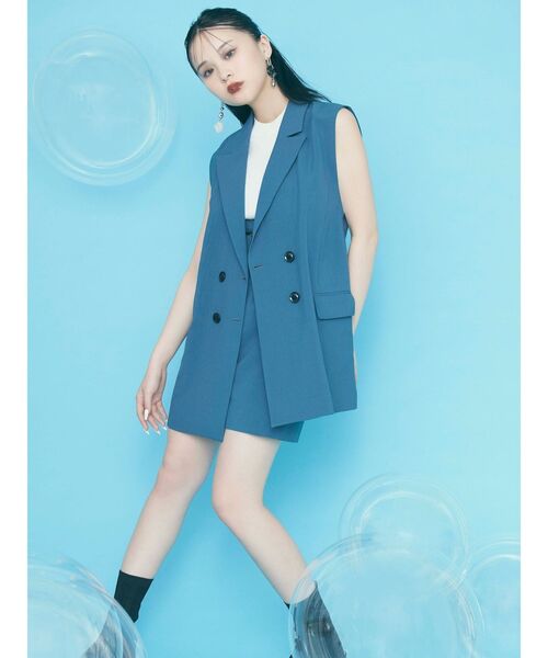 MURUA（ムルーア）の「【SET UP対応】ピークドラペルジレ（ベスト・レディース・ブルー/ライトグレー/ダークグレー/ベージュ・FREE）」の9枚目の写真