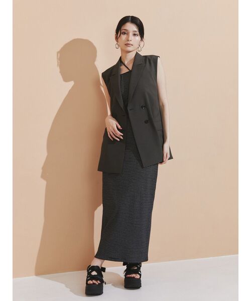 MURUA（ムルーア）の「【SET UP対応】ピークドラペルジレ（ベスト・レディース・ブルー/ライトグレー/ダークグレー/ベージュ・FREE）」の14枚目の写真