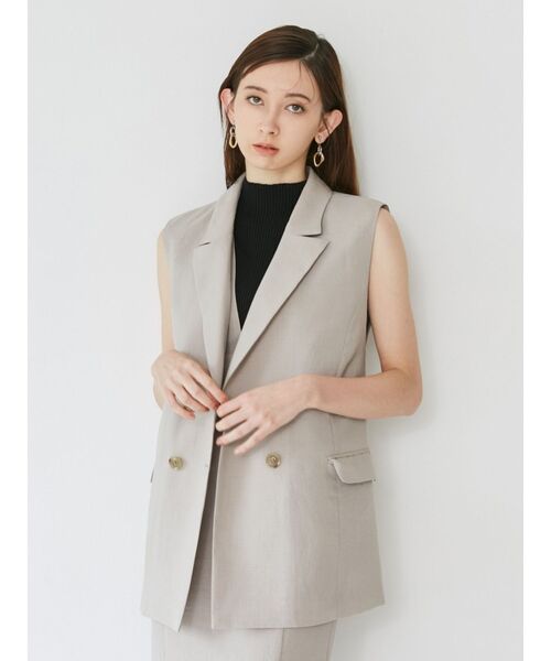 MURUA（ムルーア）の「【SET UP対応】ピークドラペルジレ（ベスト・レディース・ブルー/ライトグレー/ダークグレー/ベージュ・FREE）」の16枚目の写真