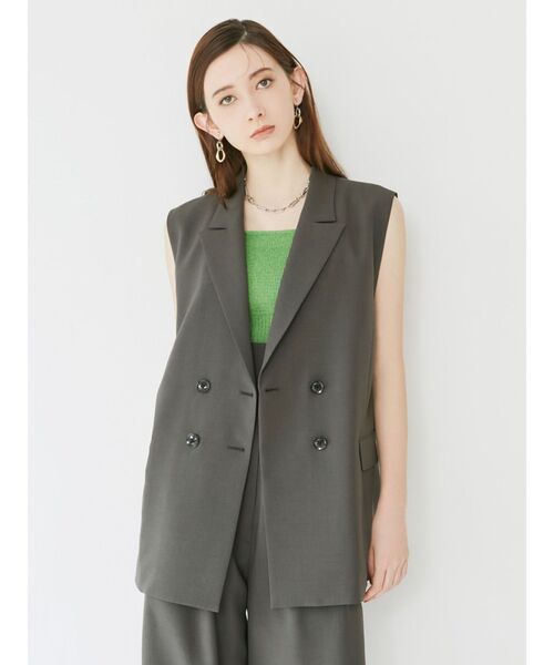 MURUA（ムルーア）の「【SET UP対応】ピークドラペルジレ（ベスト・レディース・ブルー/ライトグレー/ダークグレー/ベージュ・FREE）」の21枚目の写真