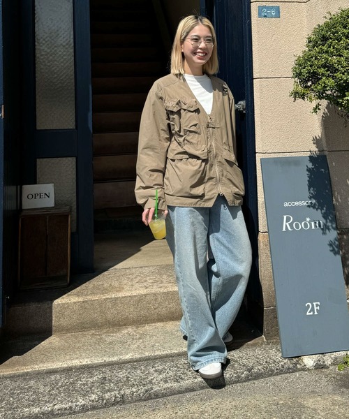 CANAL JEAN(キャナルジーン)の「choice_cnl フィッシングジャケット(ノーカラージャケット・レディース・ベージュ・ONE SIZE)」の5枚目の写真
