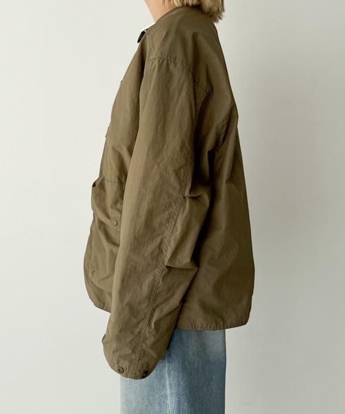 CANAL JEAN(キャナルジーン)の「choice_cnl フィッシングジャケット(ノーカラージャケット・レディース・ベージュ・ONE SIZE)」の10枚目の写真