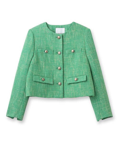 GALLEST（ギャレスト）の「◆カラーツィードジャケット（ノーカラージャケット・レディース・グリーン系その他5/ブラック系3・38/34）」の3枚目の写真