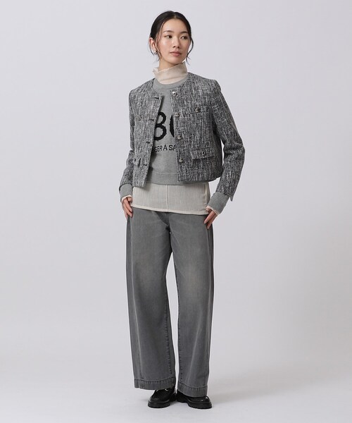 GALLEST（ギャレスト）の「◆カラーツィードジャケット（ノーカラージャケット・レディース・グリーン系その他5/ブラック系3・38/34）」の4枚目の写真