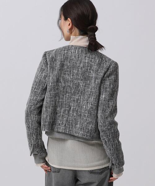 GALLEST（ギャレスト）の「◆カラーツィードジャケット（ノーカラージャケット・レディース・グリーン系その他5/ブラック系3・38/34）」の6枚目の写真