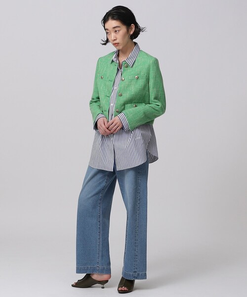 GALLEST（ギャレスト）の「◆カラーツィードジャケット（ノーカラージャケット・レディース・グリーン系その他5/ブラック系3・38/34）」の7枚目の写真