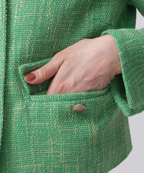 GALLEST（ギャレスト）の「◆カラーツィードジャケット（ノーカラージャケット・レディース・グリーン系その他5/ブラック系3・38/34）」の15枚目の写真