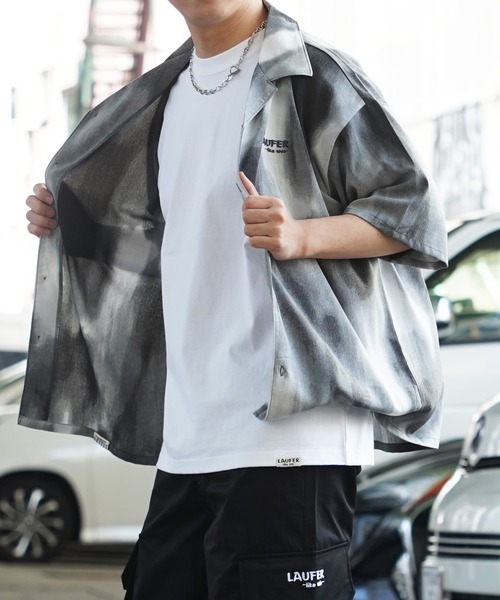 【Laufer】ムラ染めオープンカラー半袖シャツ / Mura Dyed Open Collar Short Sleeve Shirt（シャツ/ブラウス）｜Laufer（ロイファー）