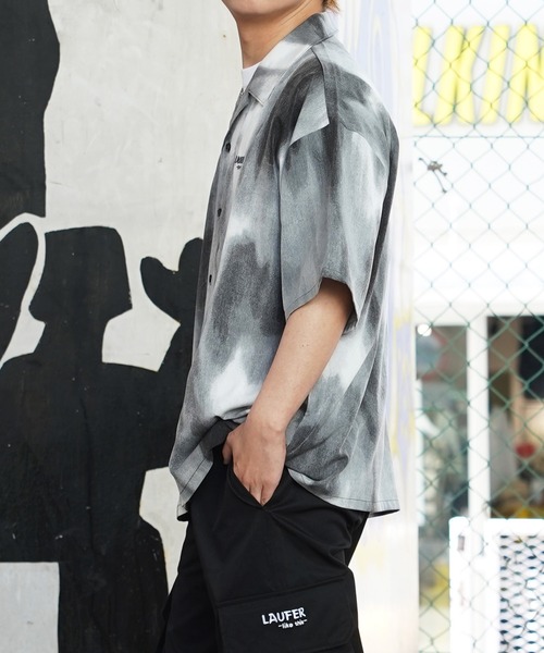 【Laufer】ムラ染めオープンカラー半袖シャツ / Mura Dyed Open Collar Short Sleeve Shirt(シャツ/ブラウス)|Laufer(ロイファー) 【Laufer】ムラ染めオープンカラー半袖シャツ / Mura Dyed Open Collar Short Sleeve Shirt(シャツ/ブラウス)|Laufer(ロイファー)